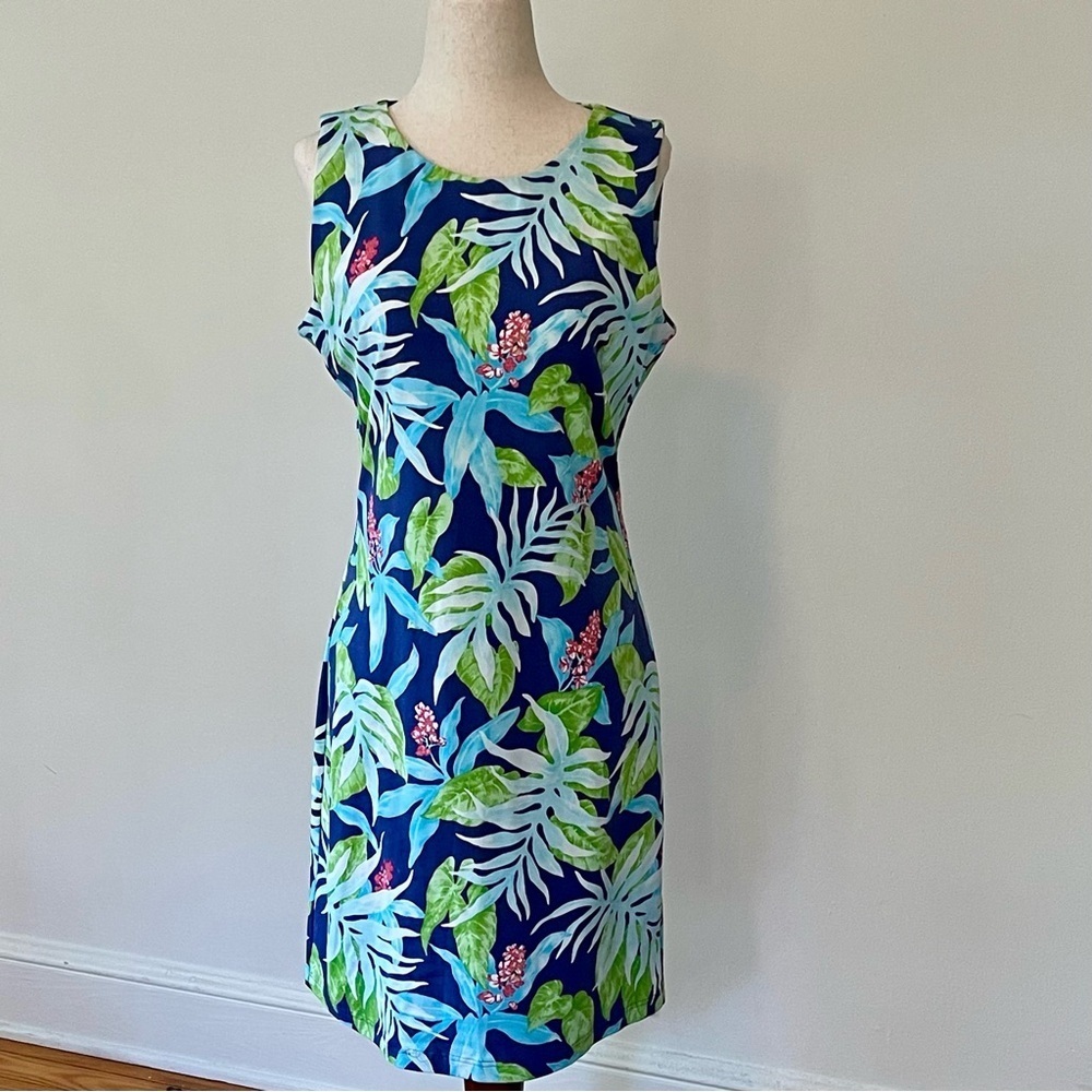 J. McLaughlin Sophia Tropical Print Knit Dress S Resort Wear Coastal Chic - Picture 6 of 11